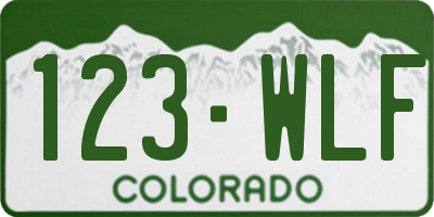 CO license plate 123WLF