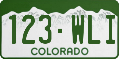 CO license plate 123WLI