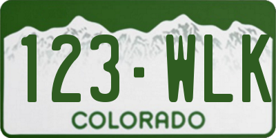 CO license plate 123WLK