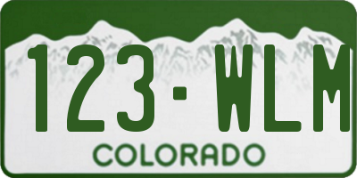 CO license plate 123WLM