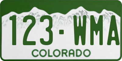 CO license plate 123WMA