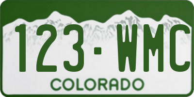 CO license plate 123WMC