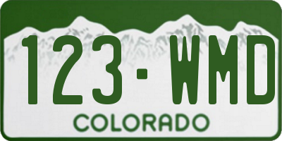 CO license plate 123WMD