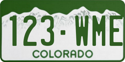 CO license plate 123WME