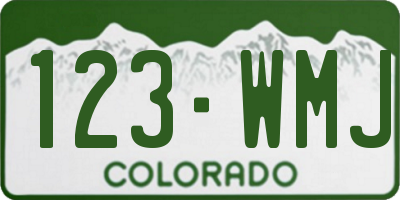 CO license plate 123WMJ