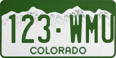 CO license plate 123WMU