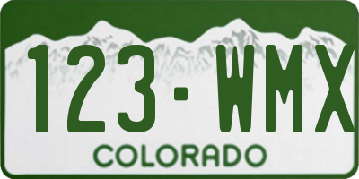 CO license plate 123WMX