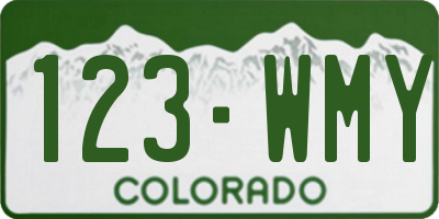 CO license plate 123WMY