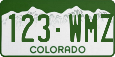 CO license plate 123WMZ