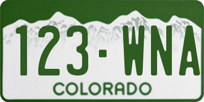 CO license plate 123WNA