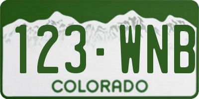 CO license plate 123WNB