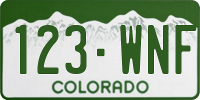 CO license plate 123WNF