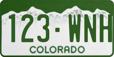 CO license plate 123WNH
