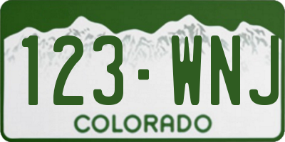 CO license plate 123WNJ