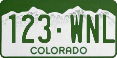 CO license plate 123WNL