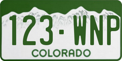 CO license plate 123WNP