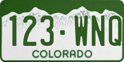 CO license plate 123WNQ