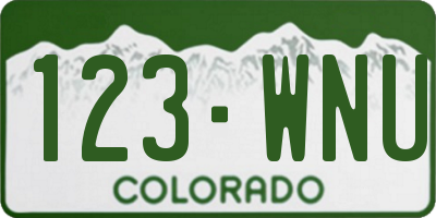 CO license plate 123WNU