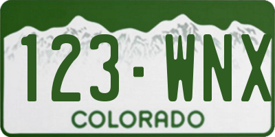 CO license plate 123WNX