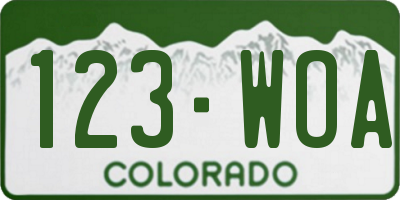 CO license plate 123WOA