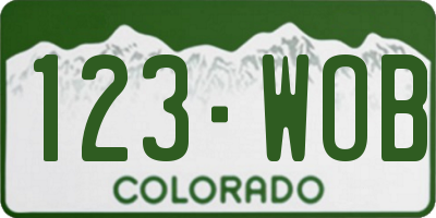 CO license plate 123WOB