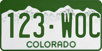 CO license plate 123WOC