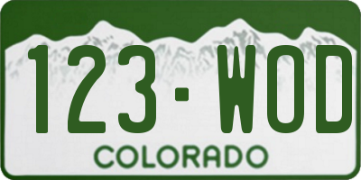 CO license plate 123WOD