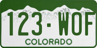CO license plate 123WOF