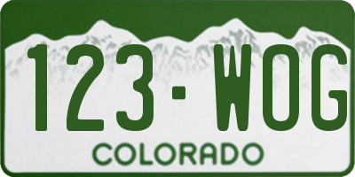 CO license plate 123WOG