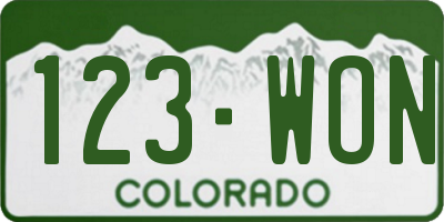 CO license plate 123WON
