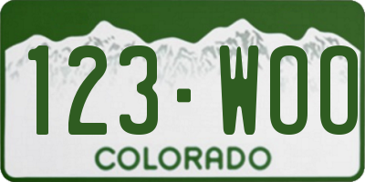 CO license plate 123WOO