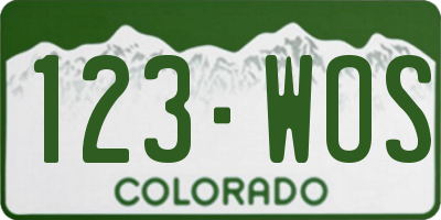 CO license plate 123WOS
