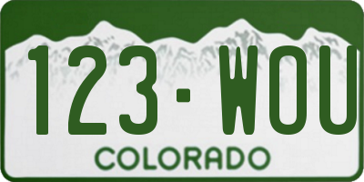 CO license plate 123WOU