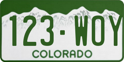 CO license plate 123WOY