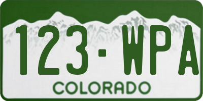 CO license plate 123WPA
