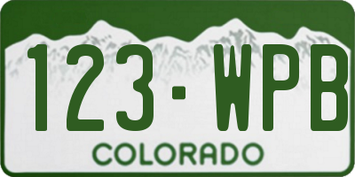 CO license plate 123WPB