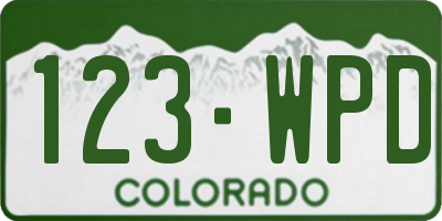 CO license plate 123WPD