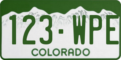 CO license plate 123WPE