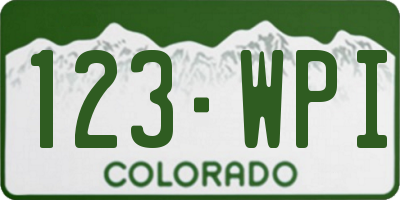 CO license plate 123WPI