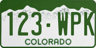 CO license plate 123WPK