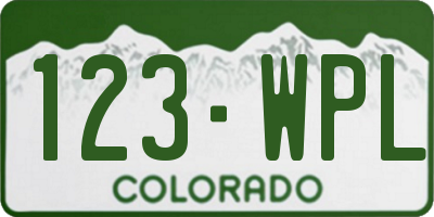 CO license plate 123WPL