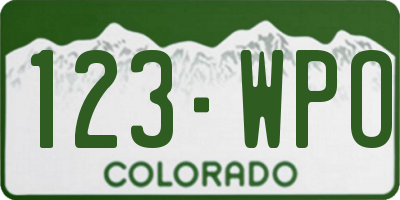 CO license plate 123WPO