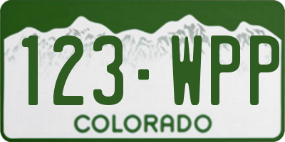 CO license plate 123WPP