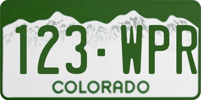 CO license plate 123WPR
