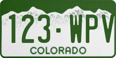 CO license plate 123WPV