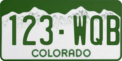 CO license plate 123WQB