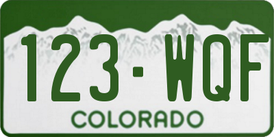 CO license plate 123WQF