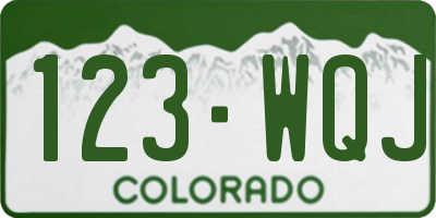 CO license plate 123WQJ