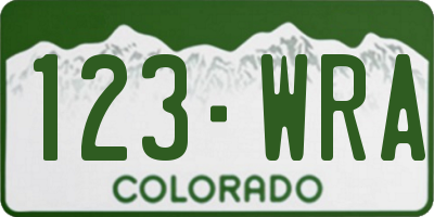 CO license plate 123WRA
