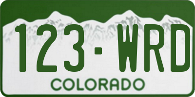 CO license plate 123WRD